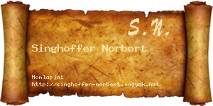 Singhoffer Norbert névjegykártya